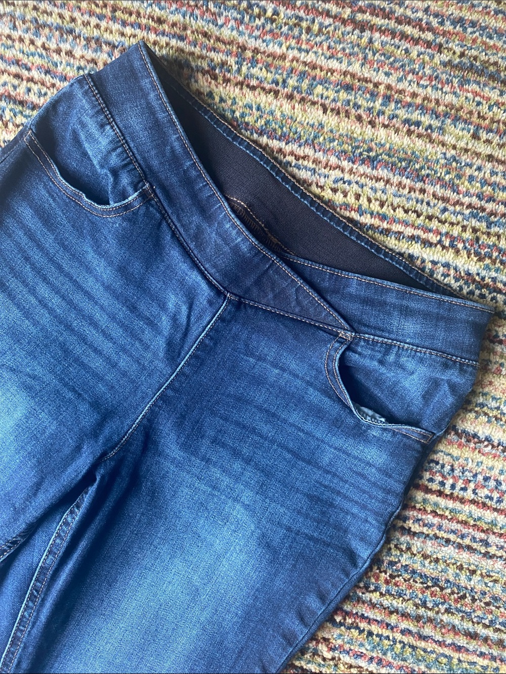 Denim leggings with low cross front waist M